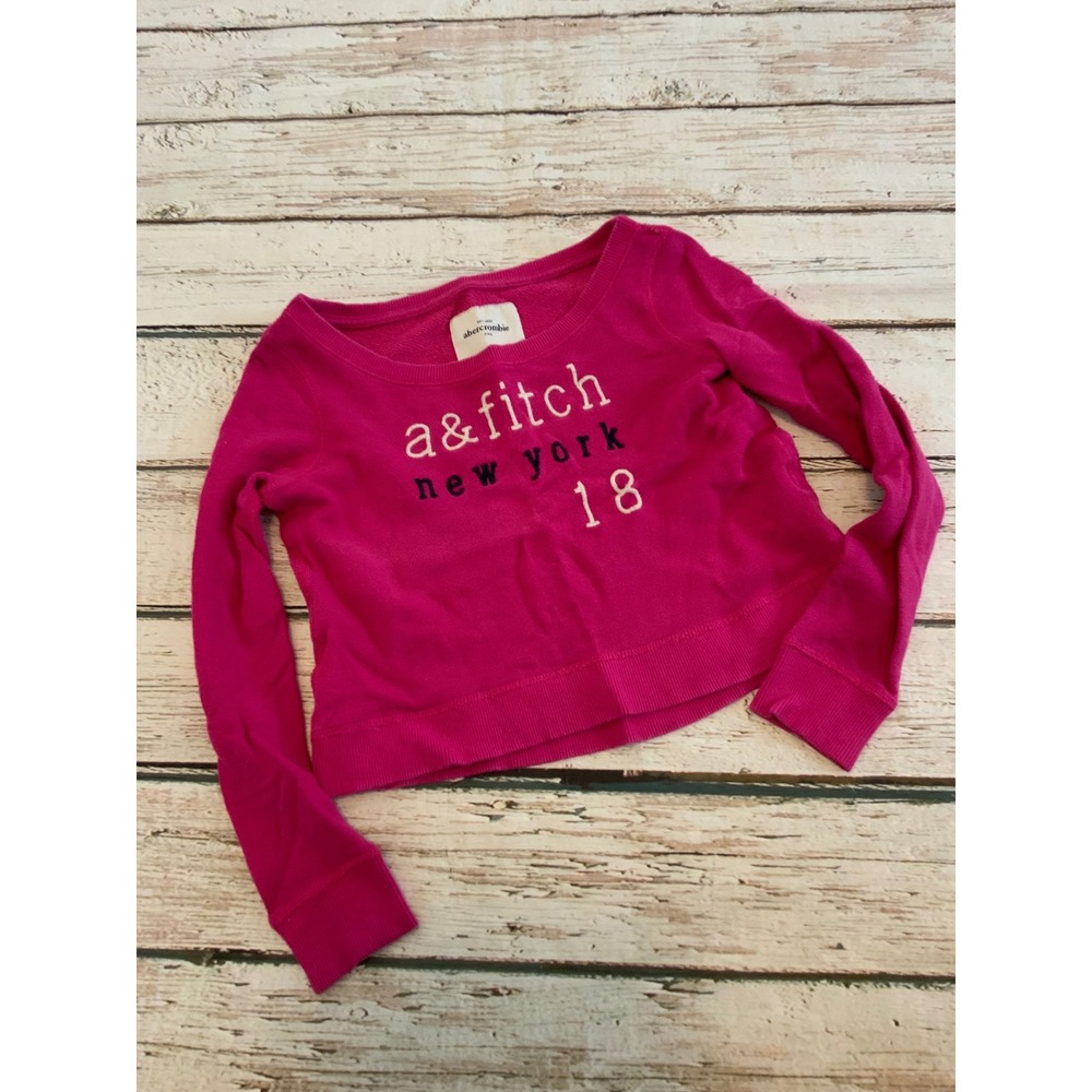 Abercrombie Kids Girls Magenta Pink Embroidered Logo Sweatshirt Size M Pullover